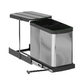 EMUCA CONTENEDOR DE RECICLAJE PARA FIJACIÓN INFERIOR Y EXTRACCIÓN MANUAL/AUTOMÁTICA EN MUEBLE DE COCINA RECYCLE INO