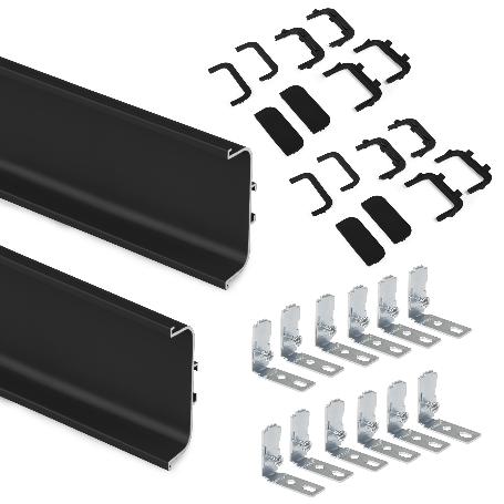 EMUCA KIT DE 2 PERFILES CENTRALES GOLA PARA MUEBLES DE COCINA, LONGITUD 2,35M, CON ACCESORIOS, ALUMINIO, PINTADO NE