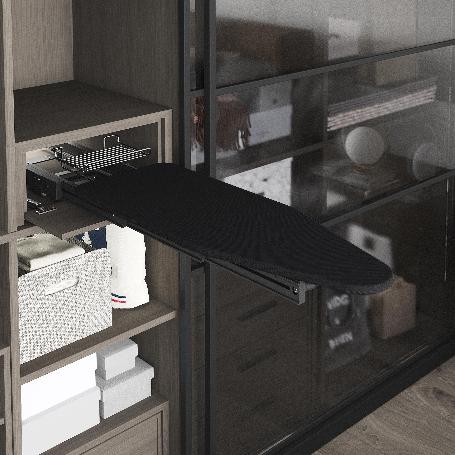 EMUCA TABLA DE PLANCHAR PLEGABLE Y EXTRAÍBLE PARA MUEBLE. MODELO: IRON ALU, ALUMINIO, GRIS ANTRACITA