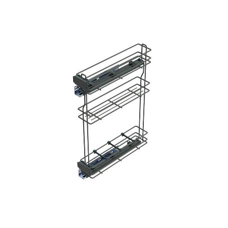 EMUCA BOTELLERO EXTRAÍBLE TITANEMAX CON CIERRE SUAVE, LATERAL IZQUIERDO, 3 BANDEJAS, MÓDULO 150MM, ACERO, GRIS ANTR