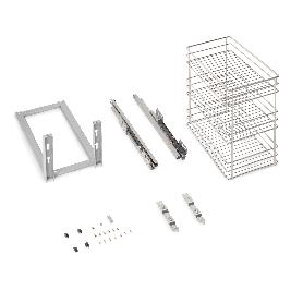EMUCA CARRO EXTRAÍBLE SUPRA DE FIJACIÓN INFERIOR CON CIERRE SUAVE, MÓDULO 300MM, ACERO, CROMADO