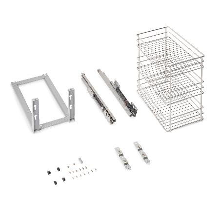 EMUCA CARRO EXTRAÍBLE SUPRA DE FIJACIÓN INFERIOR CON CIERRE SUAVE, MÓDULO 300MM, ACERO, CROMADO