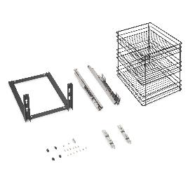 EMUCA CARRO EXTRAÍBLE TITANE DE FIJACIÓN INFERIOR CON CIERRE SUAVE, MÓDULO 400MM, ACERO, GRIS ANTRACITA
