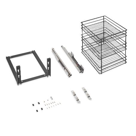 EMUCA CARRO EXTRAÍBLE TITANE DE FIJACIÓN INFERIOR CON CIERRE SUAVE, MÓDULO 400MM, ACERO, GRIS ANTRACITA