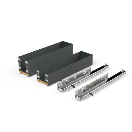 EMUCA BOTELLERO LATERAL EXTRAÍBLE TITANE SIMPLEX CON CIERRE SUAVE, MÓDULO 150MM, GRIS ANTRACITA