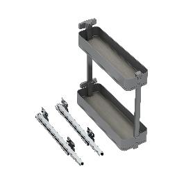 EMUCA BOTELLERO LATERAL EXTRAÍBLE HARMONY CON CIERRE SUAVE, MÓDULO ANCHO 200MM ALTO 700MM, ACERO Y MADERA, GRIS ANT