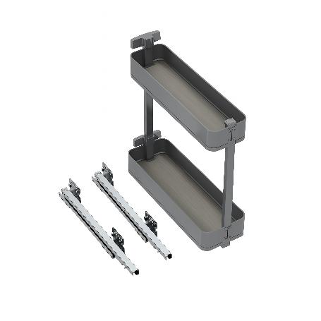 EMUCA BOTELLERO LATERAL EXTRAÍBLE HARMONY CON CIERRE SUAVE, MÓDULO ANCHO 200MM ALTO 700MM, ACERO Y MADERA, GRIS ANT