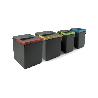 EMUCA KIT DE CONTENEDORES DE RECICLAJE PARA CAJÓN DE COCINA CON BASE RECYCLE ALTURA 266MM, 2X15LITROS, 2X7LITROS, M