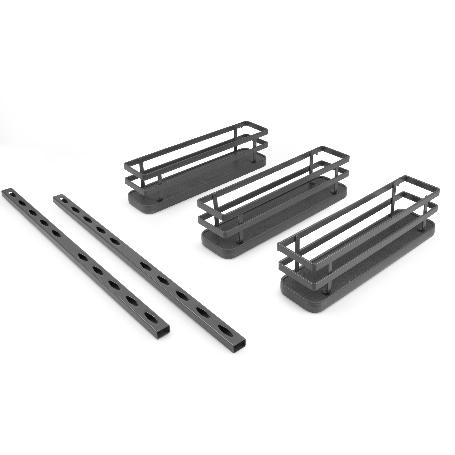 EMUCA KIT DE BANDEJAS PARA ESPECIERO TITANE PARA MUEBLE DE COCINA O PARED, ACERO, GRIS ANTRACITA