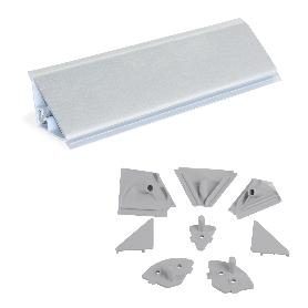 EMUCA LOTE DE 2 COPETES TRIANGULARES PARA COCINA PLASLINE CON ACCESORIOS DE INSTALACIÓN, 2 BARRAS DE LONGITUD 2.35M