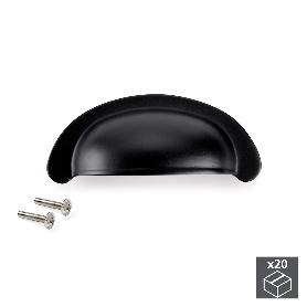 EMUCA LOTE DE 20 TIRADORES PARA MUEBLE ALBERIC, L77MM, INTEREJE 64MM, ZAMAK, NEGRO