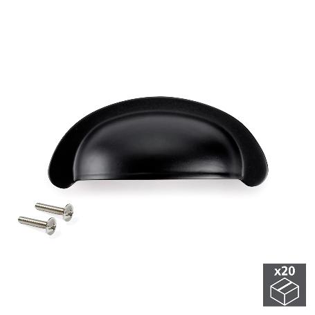 EMUCA LOTE DE 20 TIRADORES PARA MUEBLE ALBERIC, L77MM, INTEREJE 64MM, ZAMAK, NEGRO