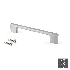 EMUCA LOTE DE 20 TIRADORES PARA MUEBLE PAIPORTA, L160MM, INTEREJE 128MM, ZAMAK, NÍQUEL SATINADO