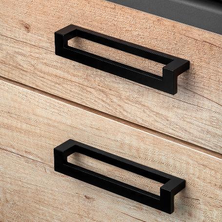 EMUCA LOTE DE 5 TIRADORES PARA MUEBLE RIBARROJA, L144MM, INTEREJE 128MM, ZAMAK, PINTADO NEGRO