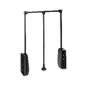 EMUCA COLGADOR ABATIBLE PARA ARMARIO HANG, ANCHO REGULABLE 450-600MM, ACERO Y PLÁSTICO, PINTADO NEGRO