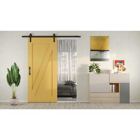 EMUCA TIRADOR PARA PUERTAS CORREDERAS COLGADAS DE MADERA PASADENA, LONGITUD 240 MM, INTEREJE 180 MM, ACERO, NEGRO T