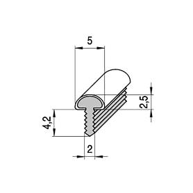 PERFIL T CAÑO 5MM 3M. PLATA MATE (CAJA 200)