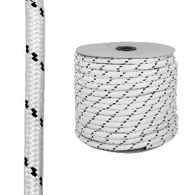 CUERDA POLIESTER TRENZADA BLANCO / AZUL 10 MM. BOBINA 100 M.