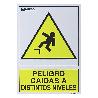 CARTEL PELIGRO CAIDAS A DISTINTOS NIVELES 30X21