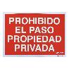 CARTEL PROHIBIDO EL PASO PROPIEDAD PRIVADA 30X42