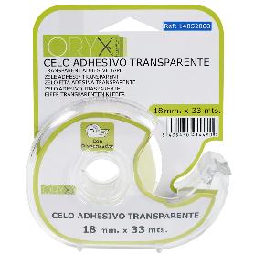 CINTA CELO ADHESIVO TRANSPARENTE 18 MM. X 33 MTS. CON DISPENSADOR.