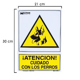 CARTEL CUIDADO CON LOS PERROS 30X21 CM.