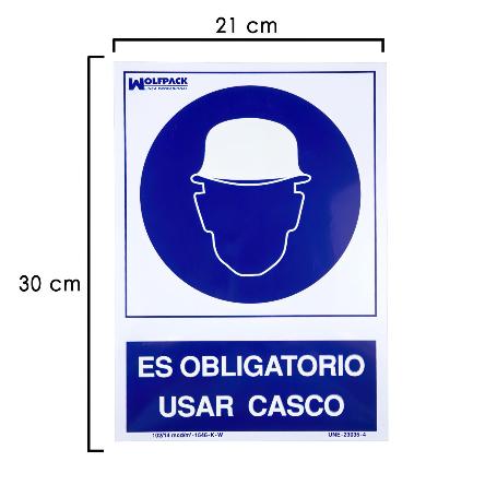 CARTEL OBLIGATORIO USAR CASCO 30X21 CM.