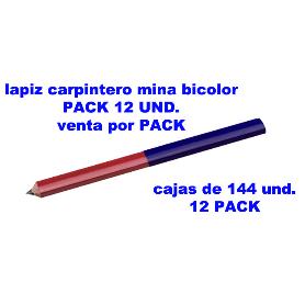 LAMS PACK 12 UN. LAPIZ CARPINTERO BIC.AZUL-ROJO 20095