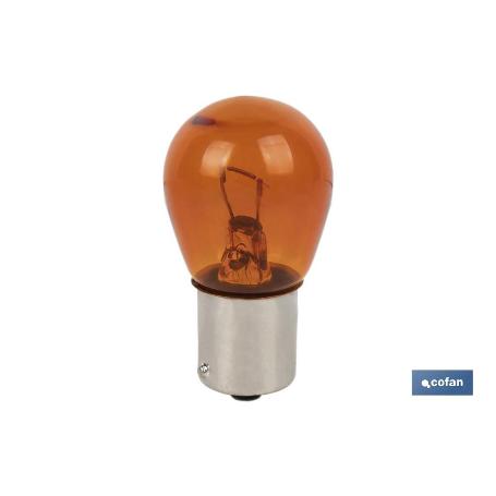 LÁMPARA COFAN 1 POLO ÁMBAR DESCENTRADA PY21W (BAU15S) 12V VENTA UNITARIA