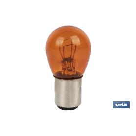LÁMPARA COFAN 2 POLOS ÁMBAR CENTRADA P21/5W (BAY15D) 12V VENTA UNITARIA