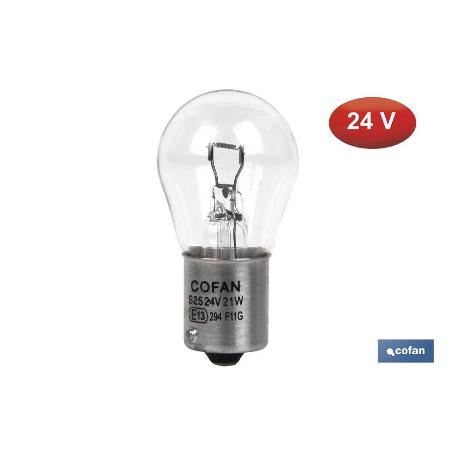 LÁMPARA COFAN 1 POLO P21W (BA15S) 24V   CAJA 10 UNID.