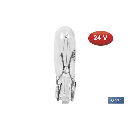 LÁMPARA S/CASQUILLO W1,2-T5 (W2X4, 6D) 24V   CAJA 10 UNID.