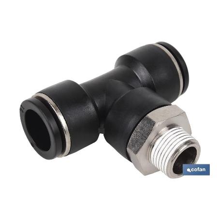 RACOR ROSCADO PLASTICO T , T-8, R-3/8 VENTA UNITARIA