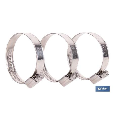 ABRAZADERA INOX A-2 BANDA 12MM 50-70   CAJA 50 UNID.