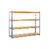 ESTANTERÍA MEDIA CARGA AZUL/NARANJA 4 BALDAS DE MADERA 2000 X 2400 X 600 MM