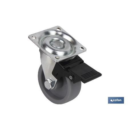 RUEDA POLIPROPILENO 40X20MM PLACA/FRENO VENTA UNITARIA