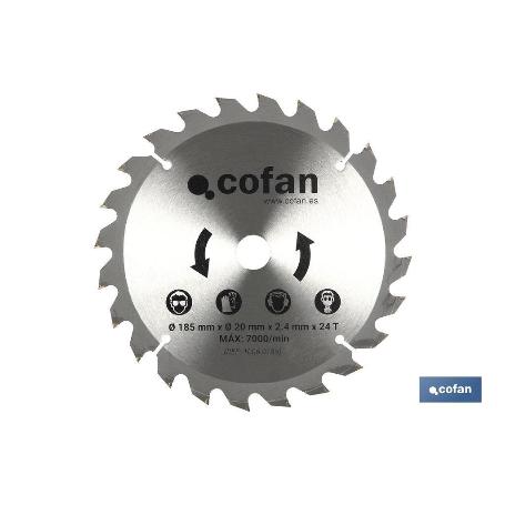 DISCO CORTE PARA MADERA Ø185MM X 20MM X 2.4MM X 24T