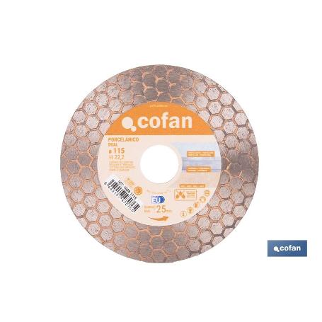 DISCO PORCELANICO DUAL CORTAR Y DESBASTAR 115MM H22,2