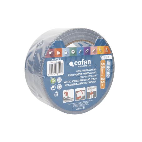 CINTA AMERICANA GRIS 180 MICRAS 50 MM X 25 M