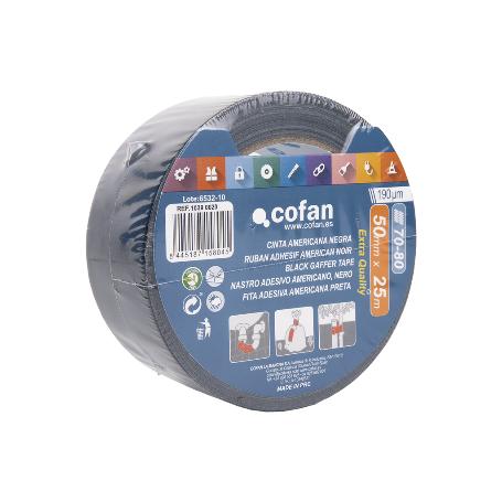 CINTA AMERICANA NEGRA 190 MICRAS 50 MM X 25 M