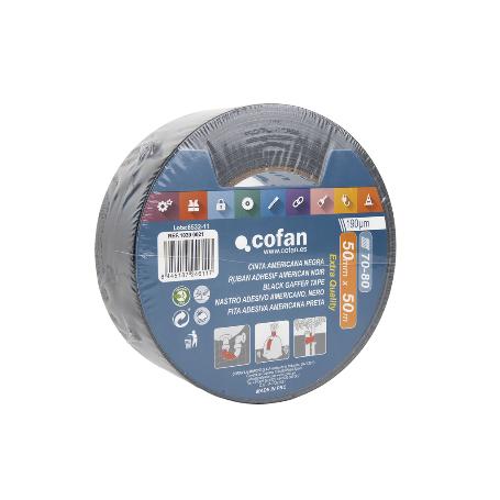 CINTA AMERICANA NEGRA 190 MICRAS 50 MM X 50 M