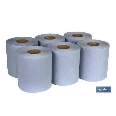 PAPEL SECAMANOS RECICLADO AZUL 90MTS (6ROLLOS)