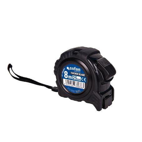 FLEXÓMETRO HOJA NEGRA DOBLE CARA 25 MM X 8 M