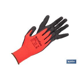 GUANTE IMPREGNADO SANDY COATED ROJO/NEGRO TALLA 8   CAJA 12 UNID.