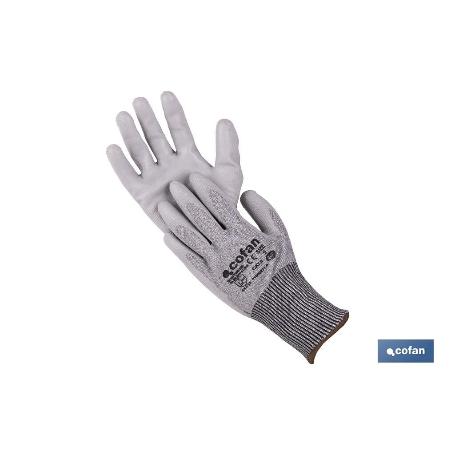 GUANTE ANTICORTE IMPREGNADO PU GRIS T-7 VENTA UNITARIA