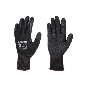 GUANTE SOPORTE POLIESTER IMPREGNADO LATEX NEGRO T-7   CAJA 12 UNID.