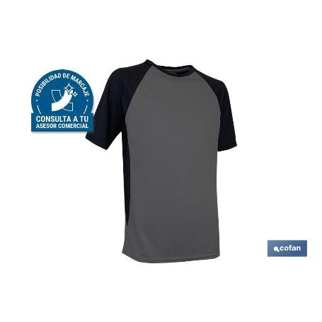 CAMISETA TRANSPIRABLE MODELO PILOTE GRIS-NEGRA 160 G/M2 TALLA-L