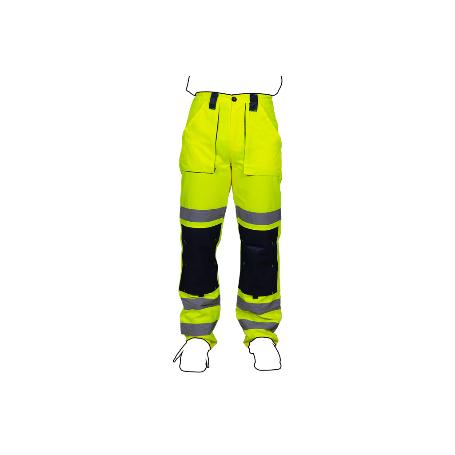 PANTALÓN DE ALTA VISIBILIDAD MODELO SIRIO AMARILLO Y AZUL MARINO TALLA XL