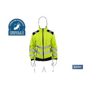 SOFTSHELL DE ALTA VISIBILIDAD MODELO ALFA CENTAURI AMARILLO Y NEGRO TALLA XL