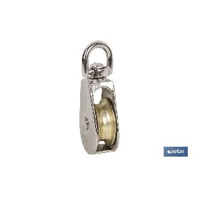 POLEA SIMPLE GIRATORIA NIQUELADA (Ø25MM) VENTA UNITARIA